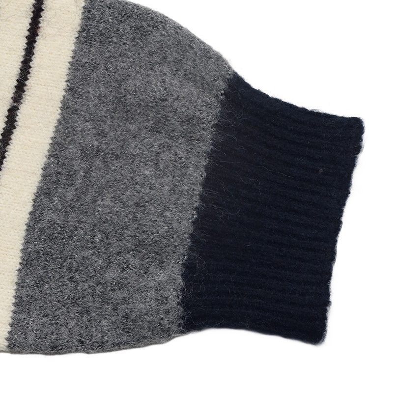 Striped Polo Collar Knit Pullover Sweater