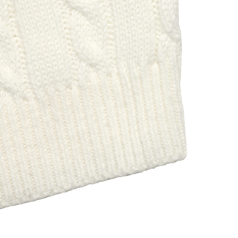 Women's Cable Knit Polo Collar Long Sleeve Crop Sweater