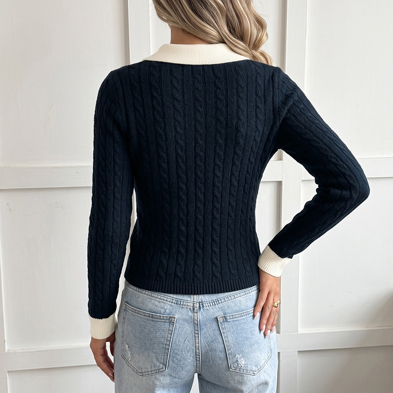 Women's 2-in-1 Cable Knit Collared Sweater