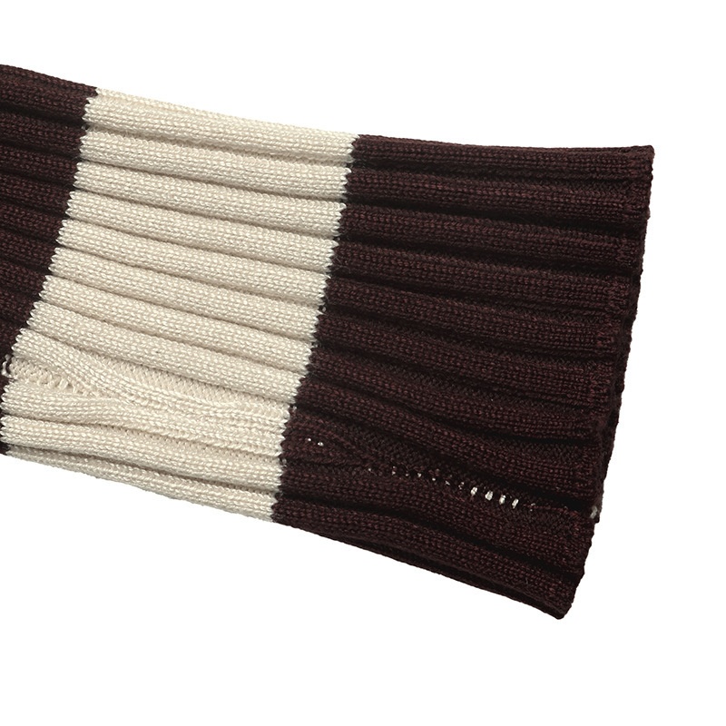 Striped Ribbed Knit Polo Top