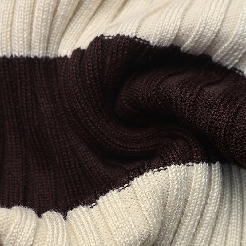 Striped Ribbed Knit Polo Top