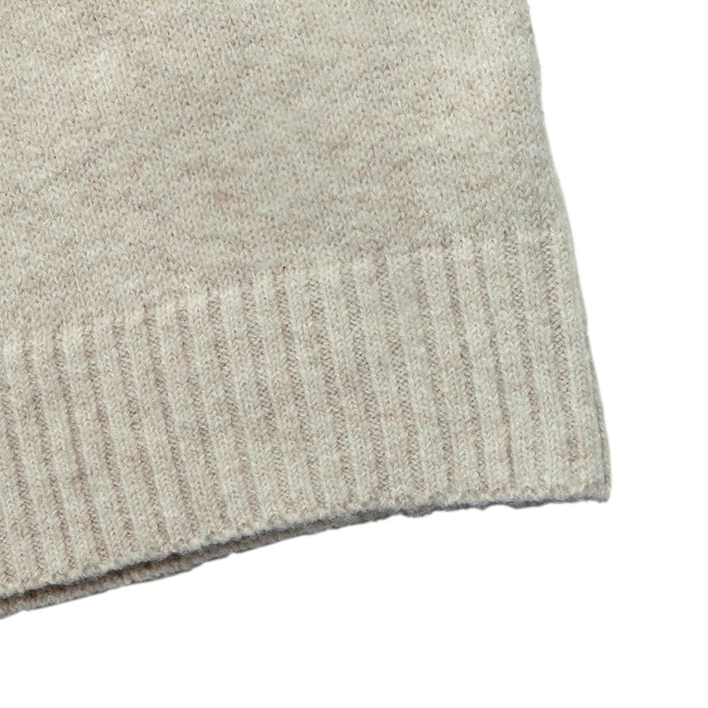 Ribbon Cuff Crewneck Knit Sweater