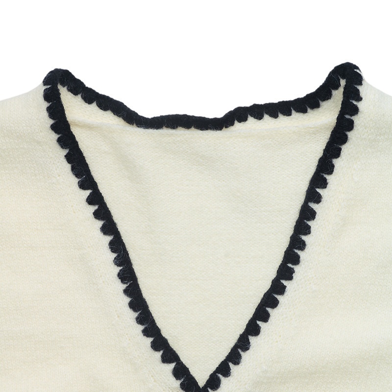 Contrast Trim Knit Cardigan Sweater