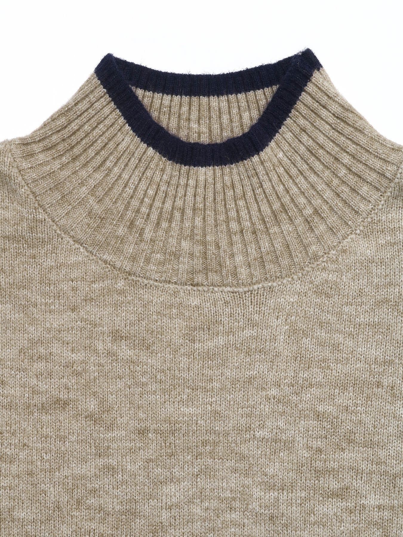 Contrast Trim Mock Neck Knit Sweater