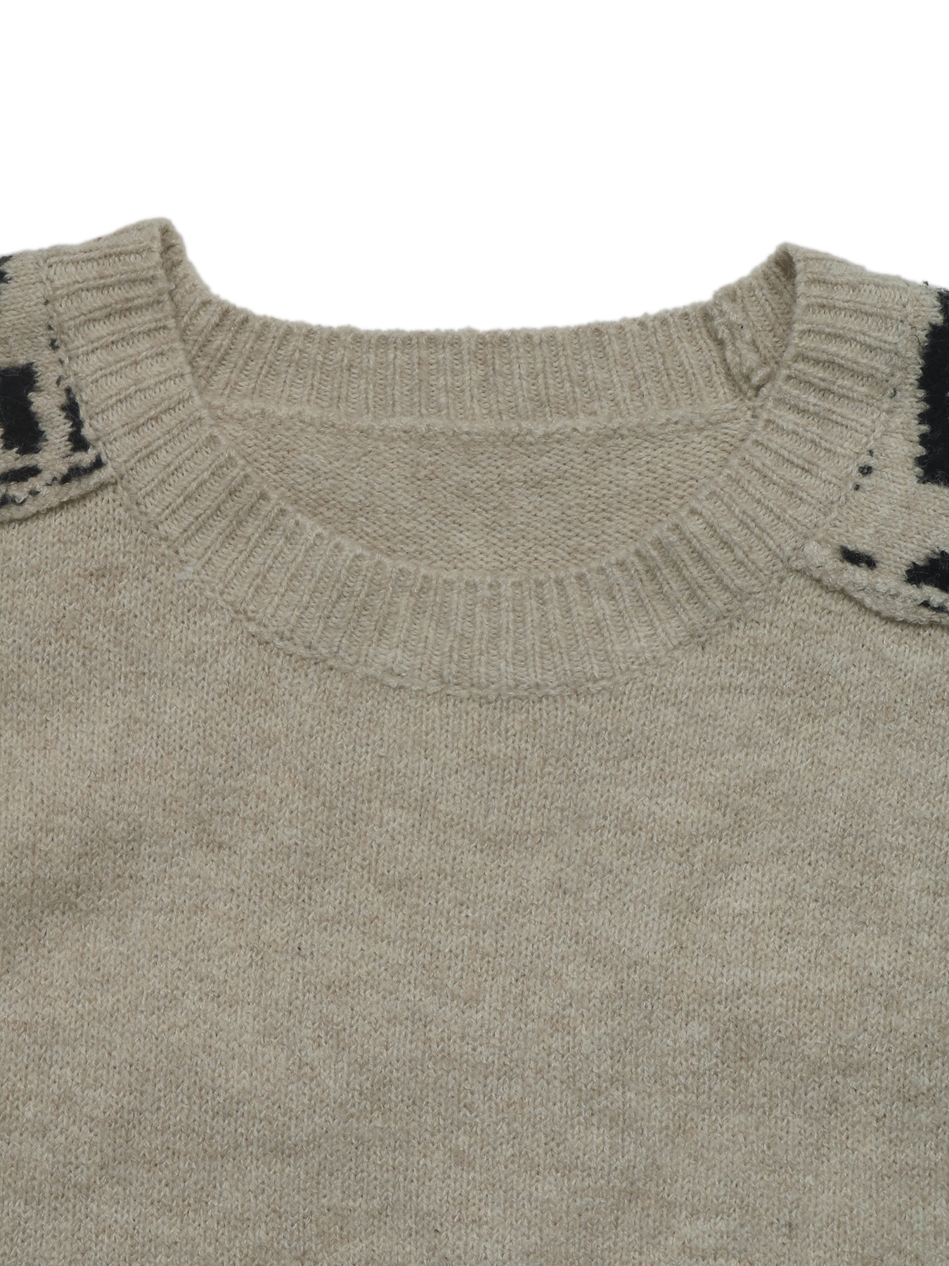 Women's Beige Leopard Shoulder Patch Knit Sweater