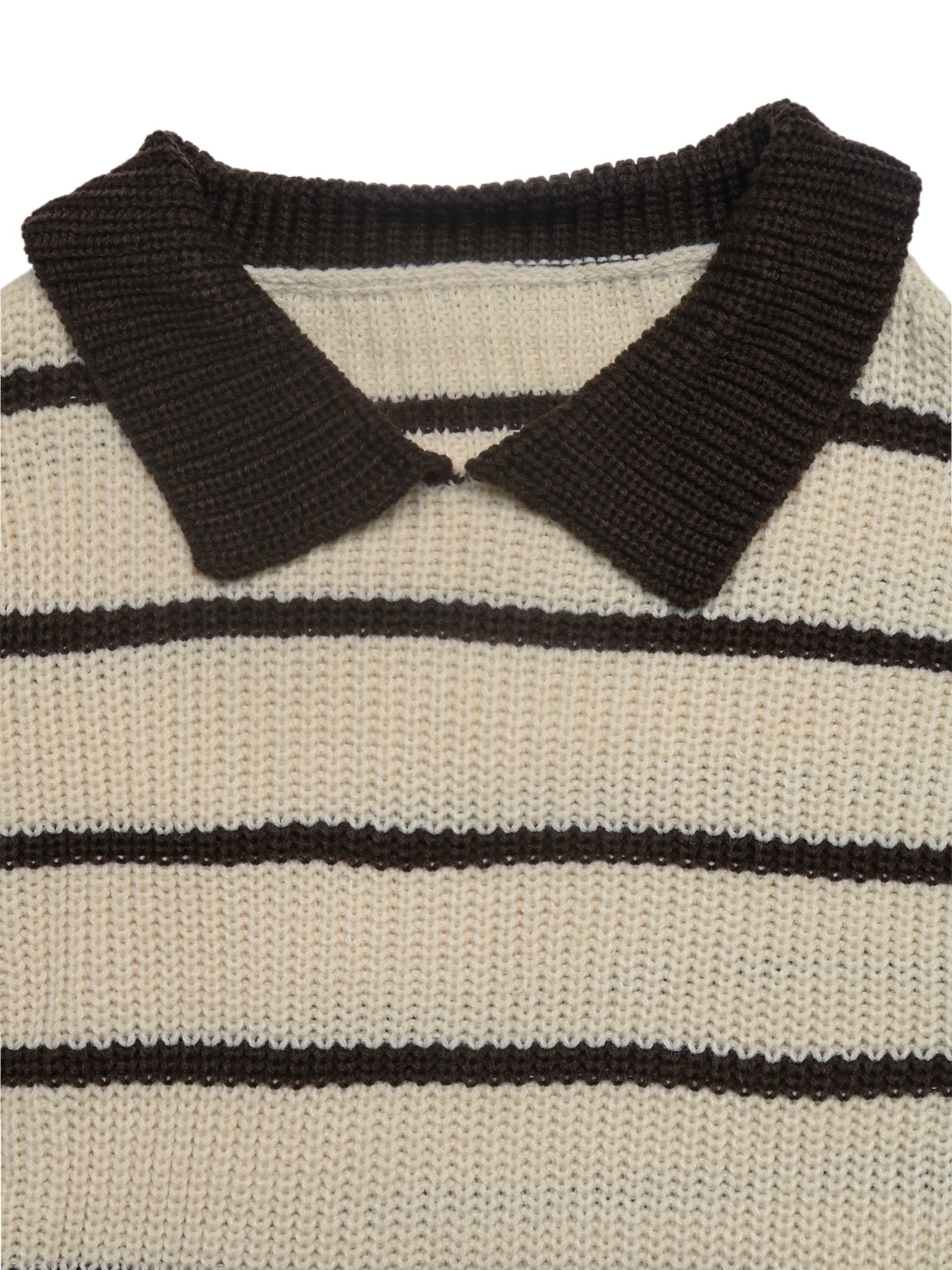 Striped Polo Collar Sweater