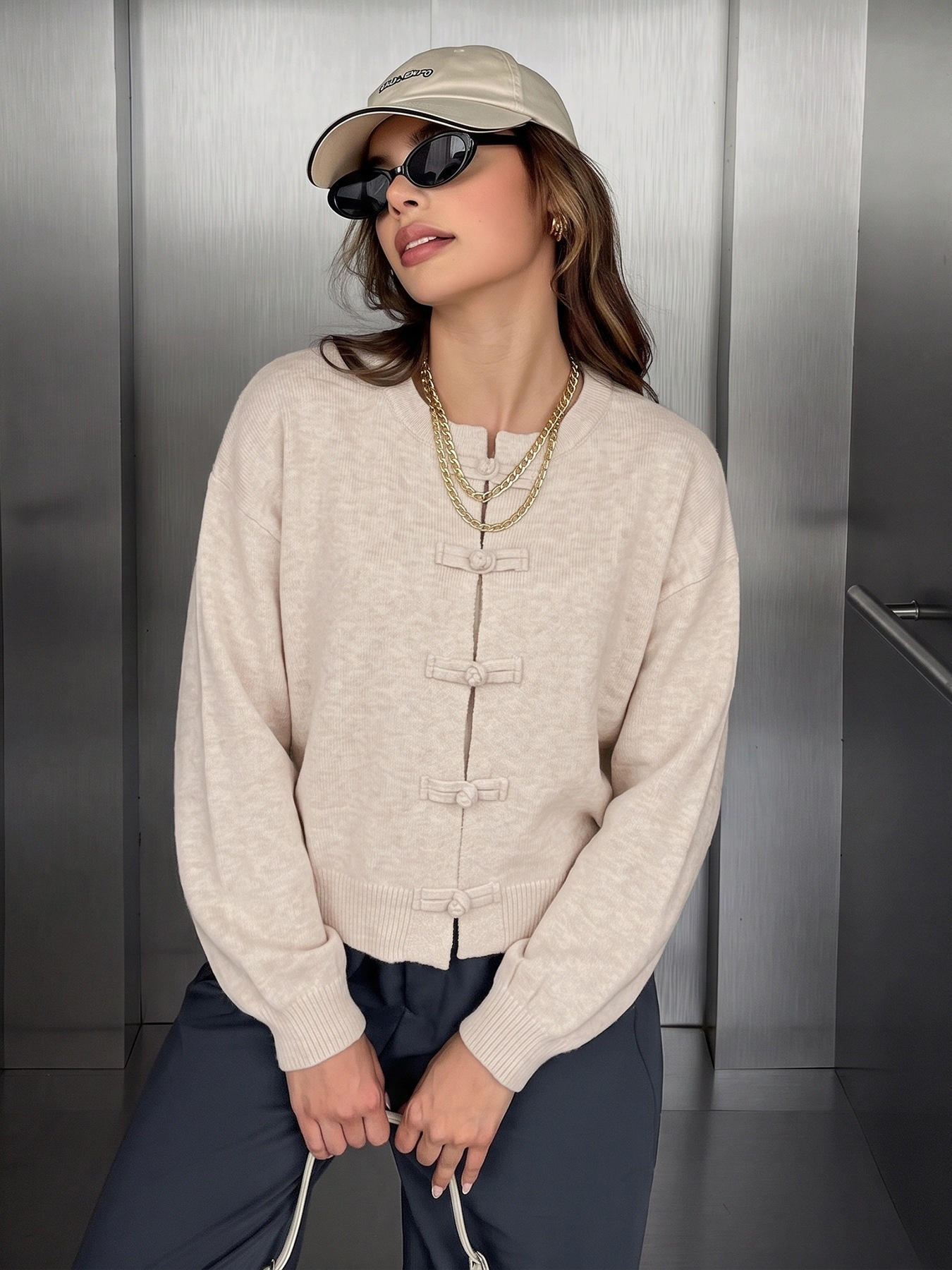 Women's Frog Button Knit Cardigan