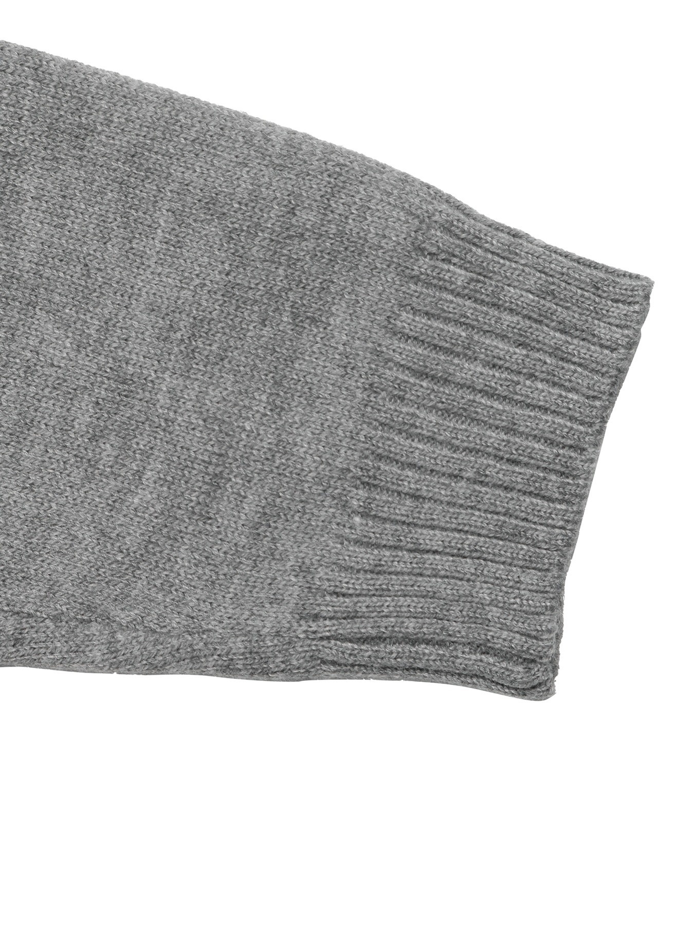 Women's Grey V-Neck Knit Sweater with Polo Collar