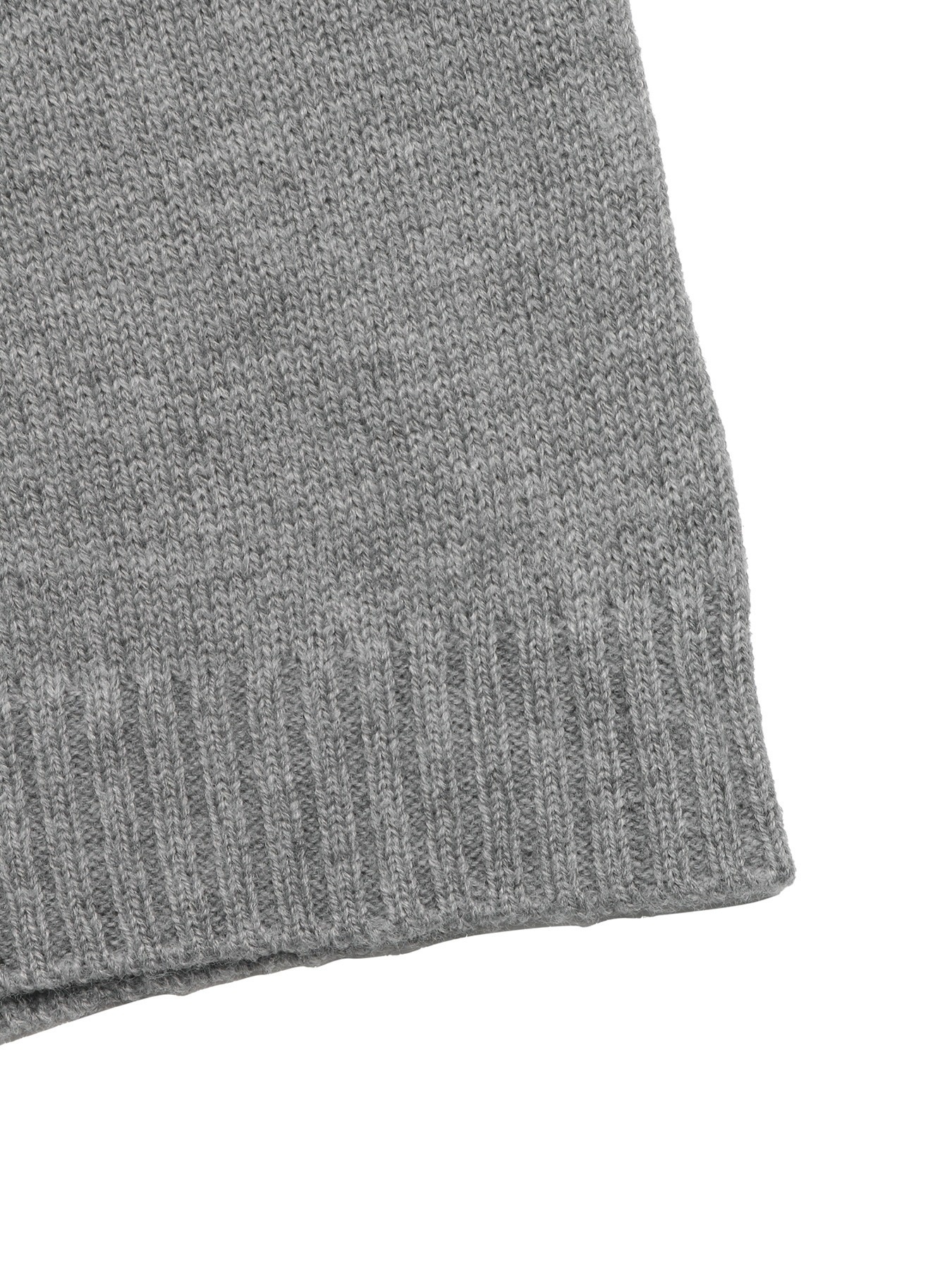 Women's Grey V-Neck Knit Sweater with Polo Collar
