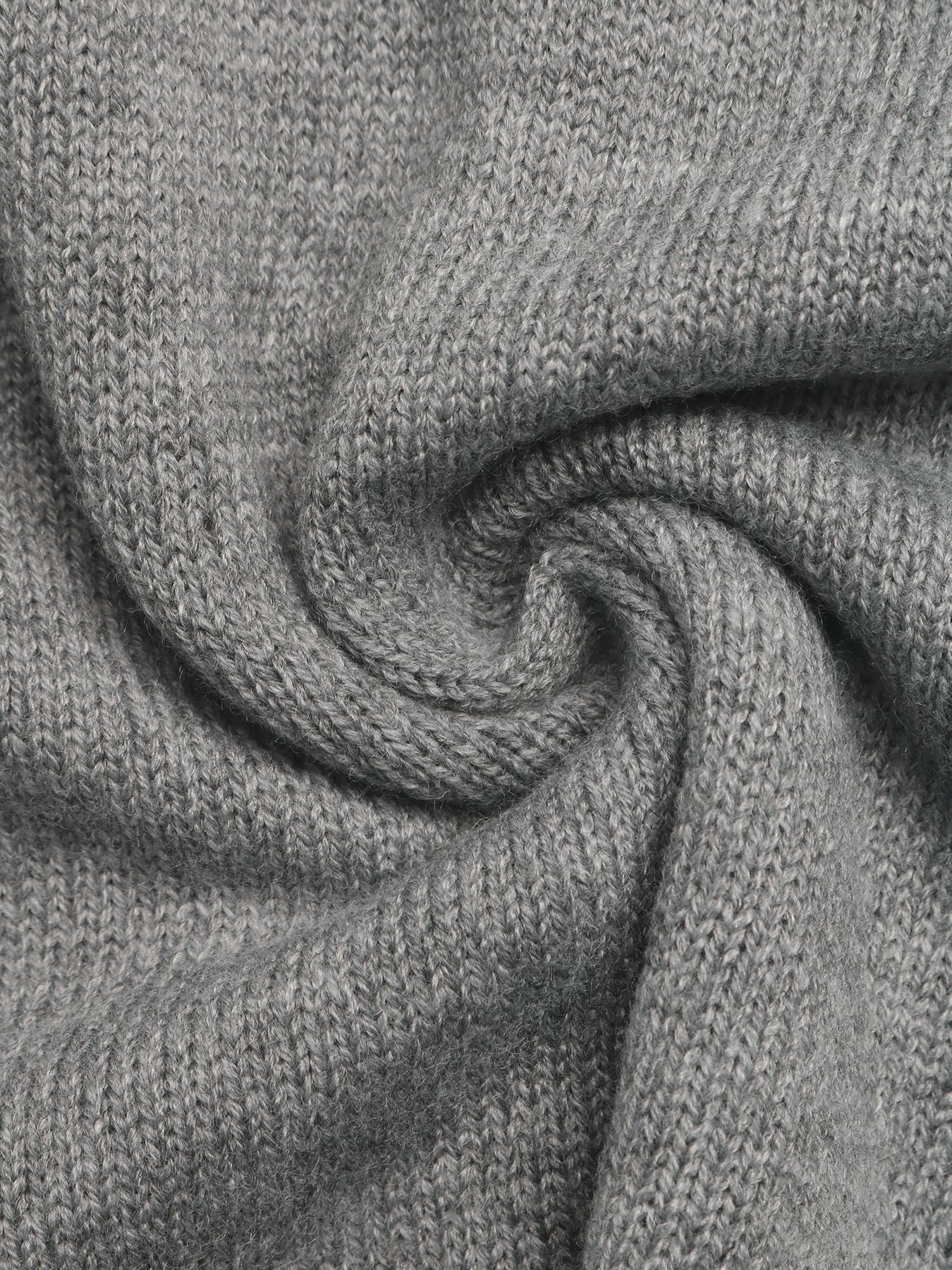 Women's Grey V-Neck Knit Sweater with Polo Collar