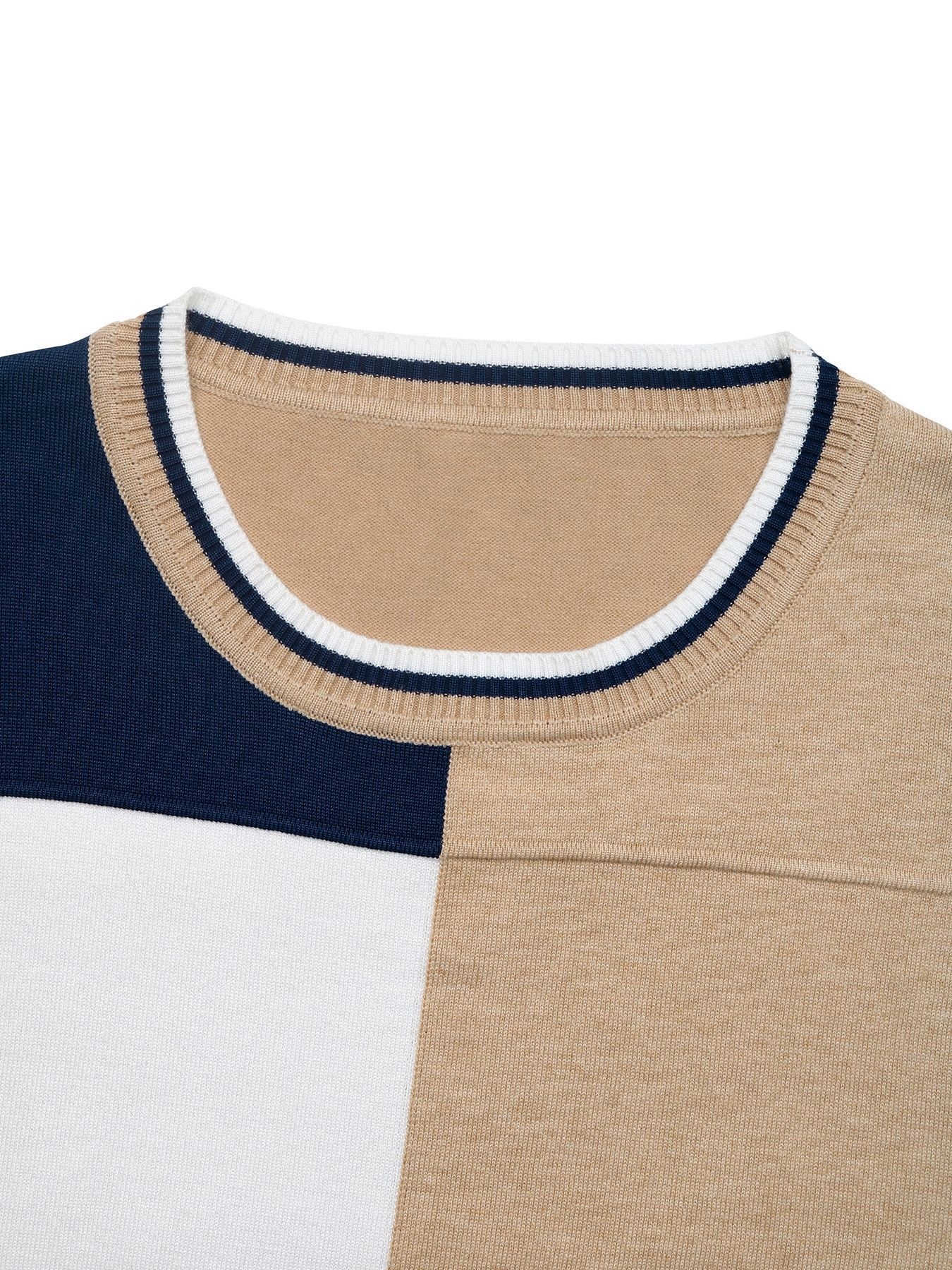 Women's Colorblock Crewneck Long Sleeve Knit Sweater