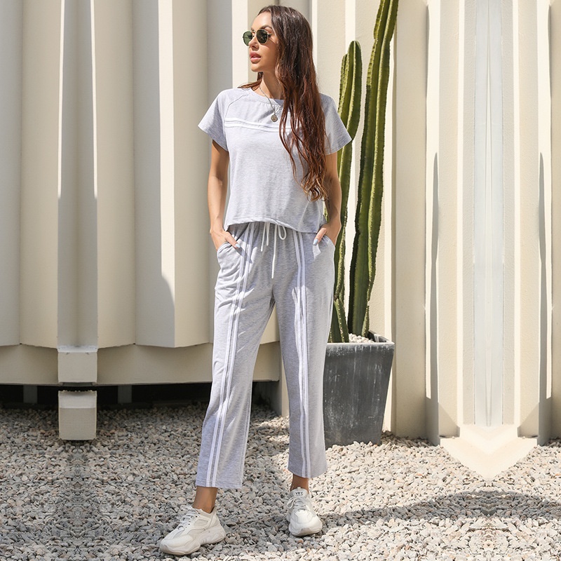 Women's Striped 2 Piece Tracksuit Set - Casual Loungewear