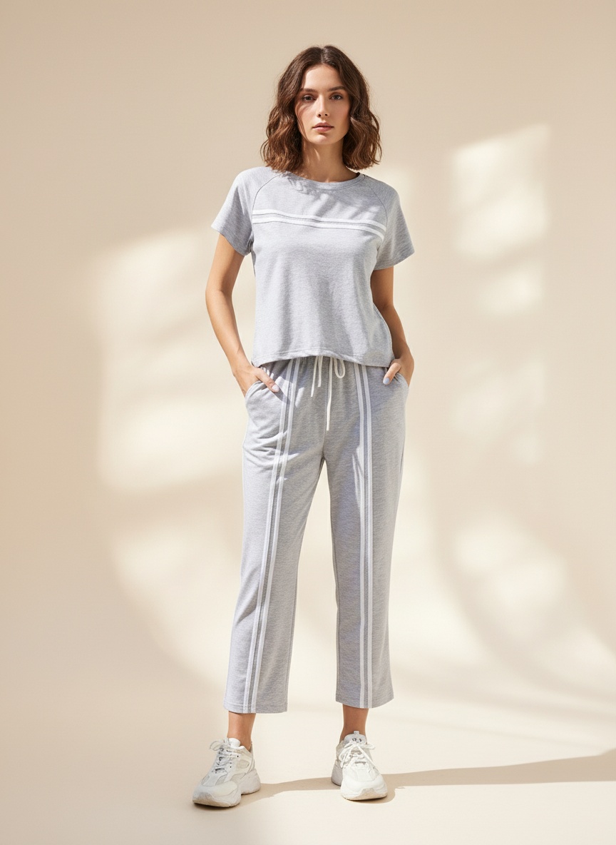 Women's Striped 2 Piece Tracksuit Set - Casual Loungewear
