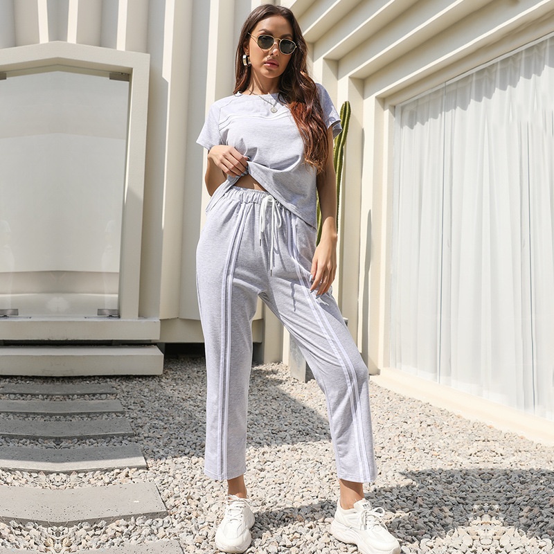 Women's Striped 2 Piece Tracksuit Set - Casual Loungewear