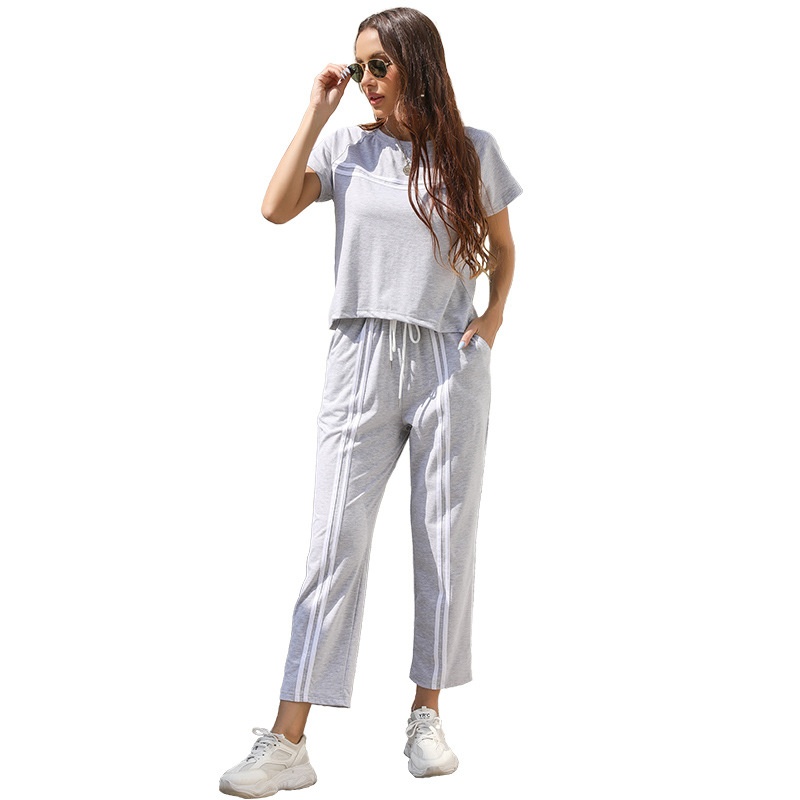 Women's Striped 2 Piece Tracksuit Set - Casual Loungewear