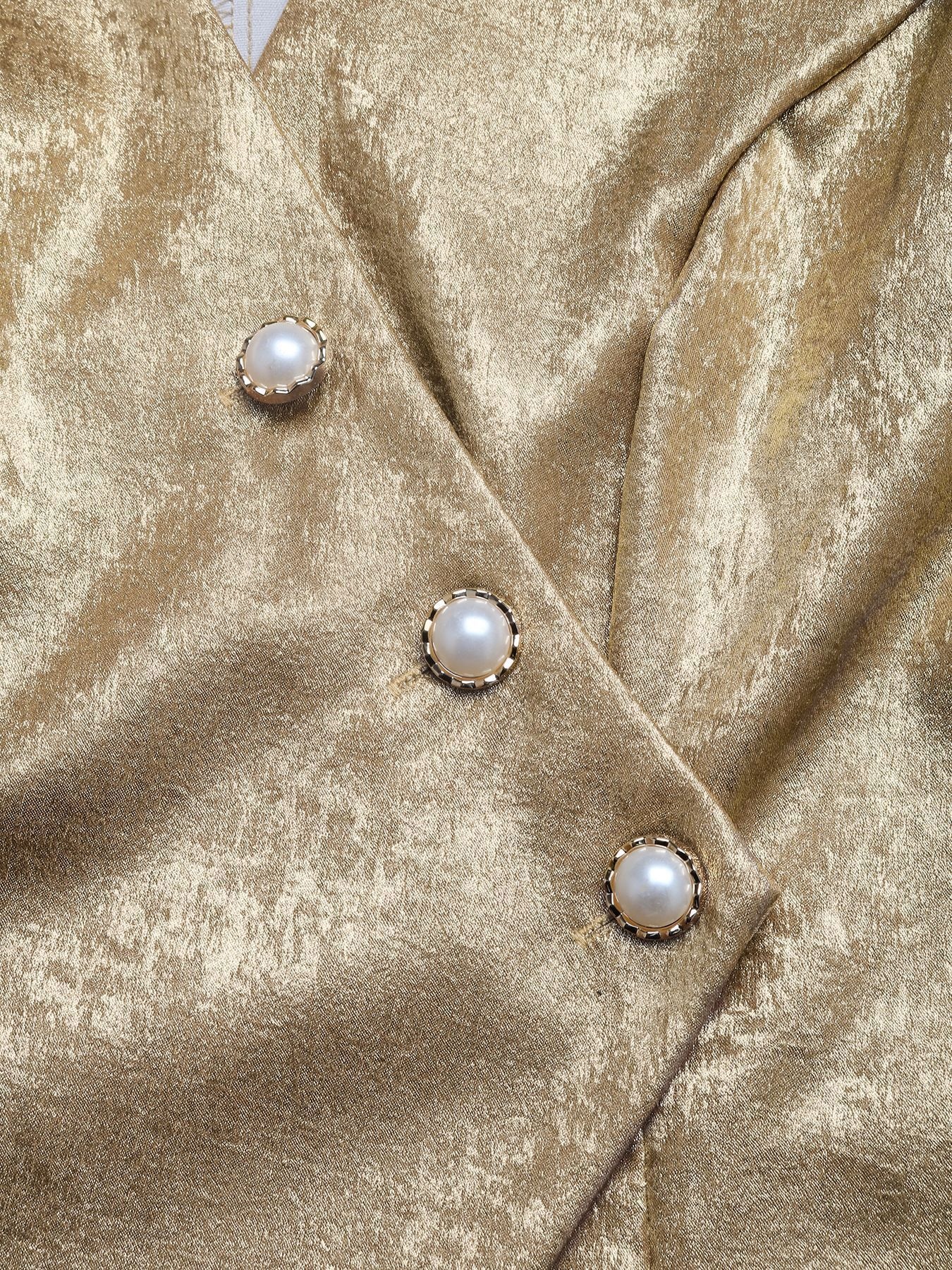 Metallic Gold Asymmetrical Button Blazer Jacket