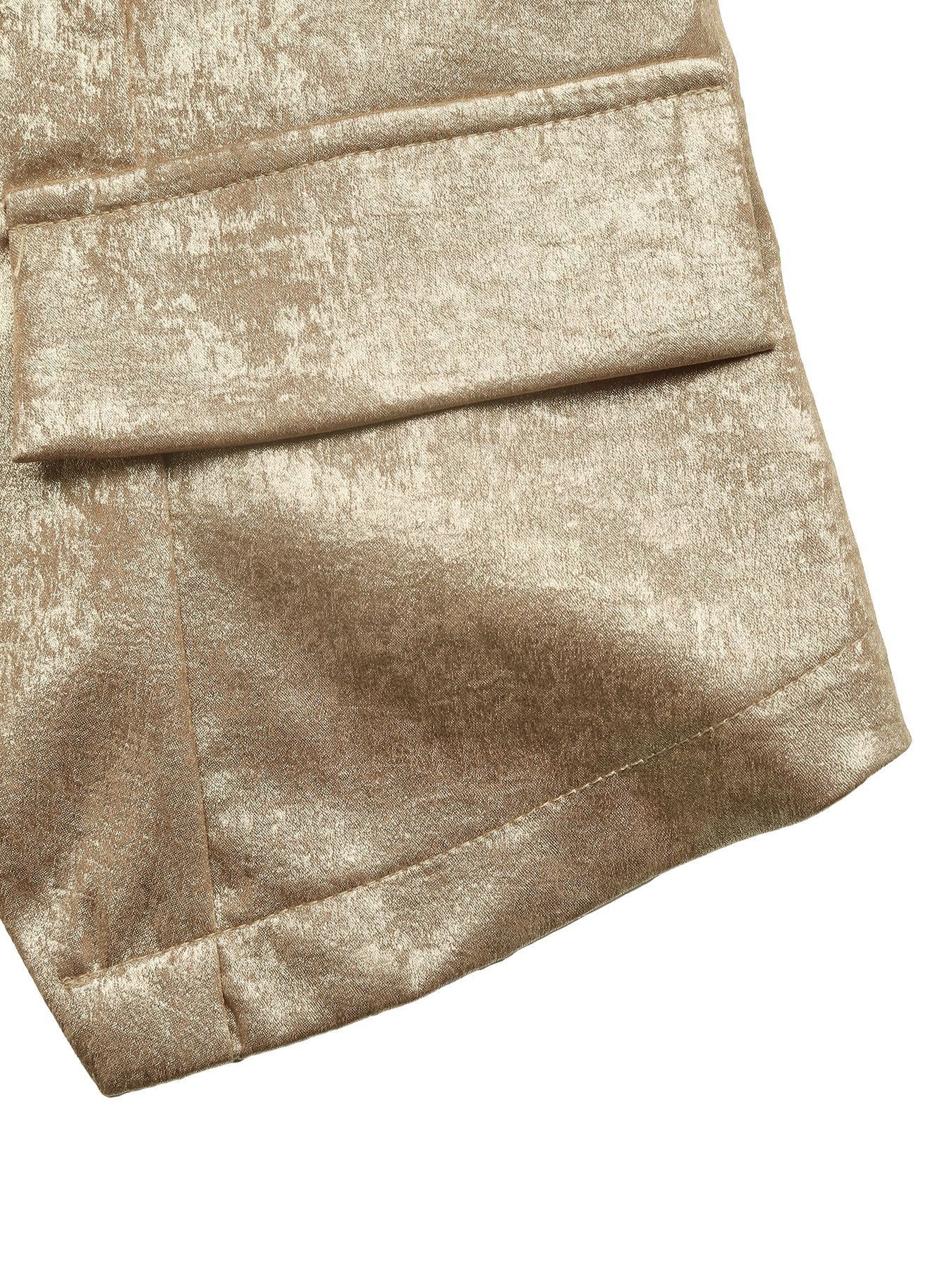 Metallic Gold Asymmetrical Button Blazer Jacket