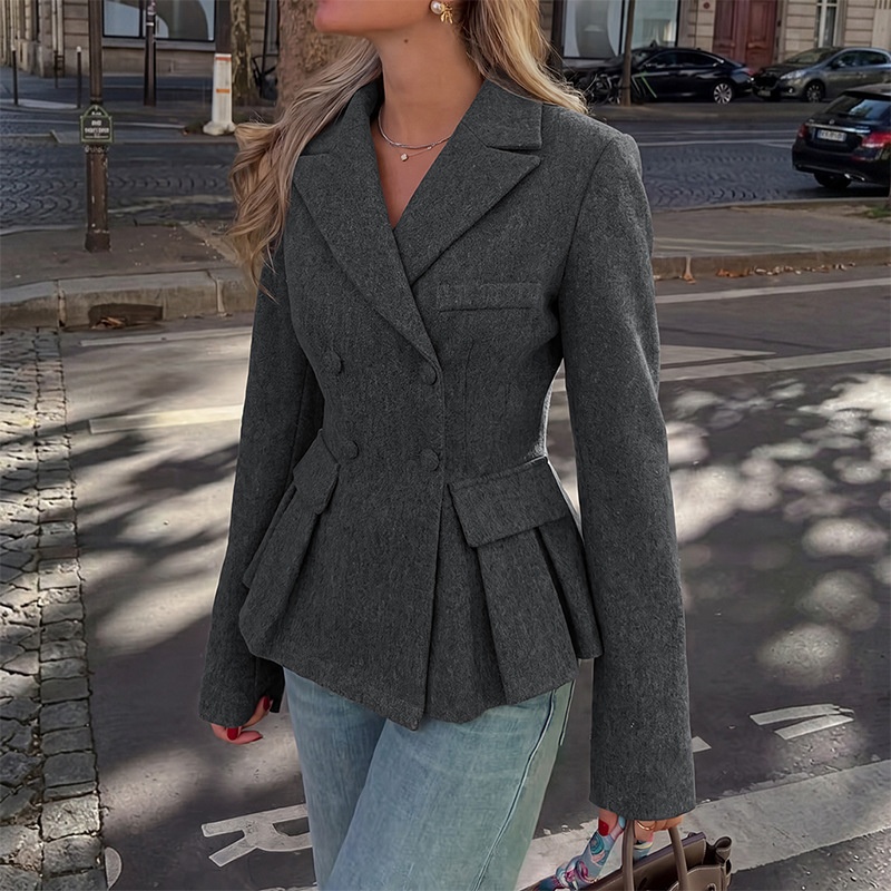 Women's Double Breasted Peplum Blazer