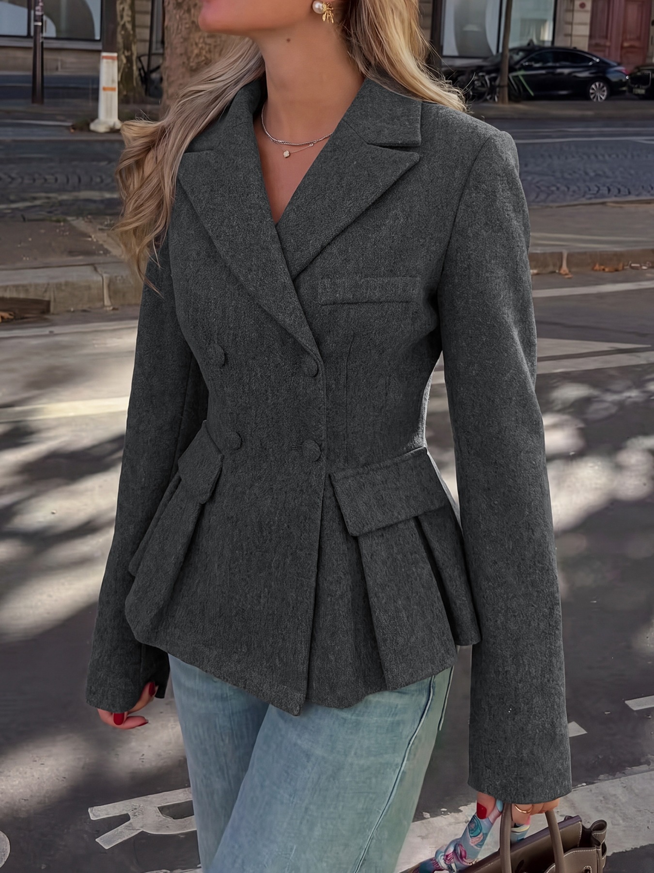 Women's Double Breasted Peplum Blazer