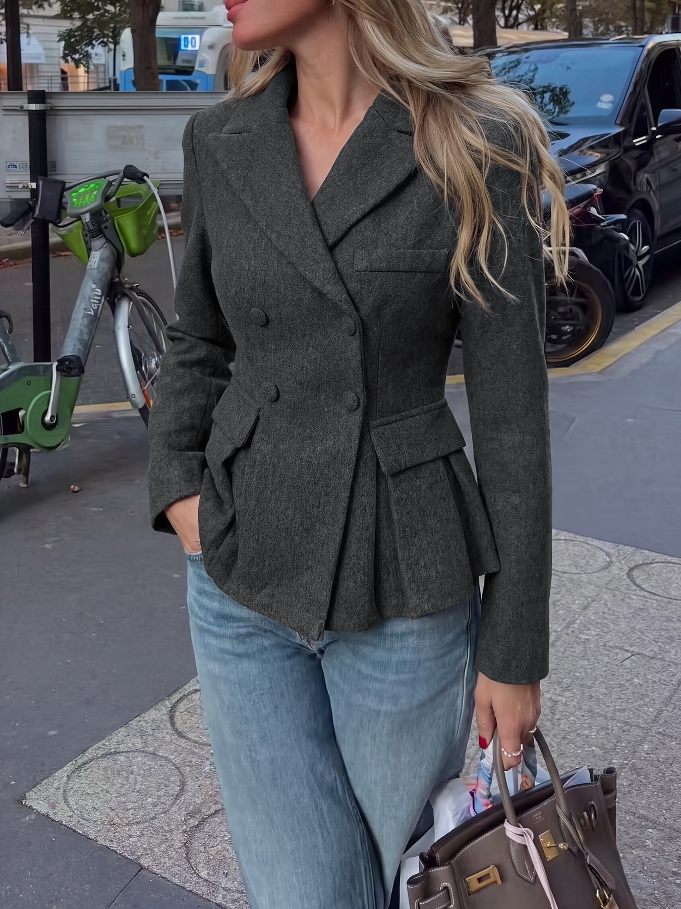 Women's Double Breasted Peplum Blazer