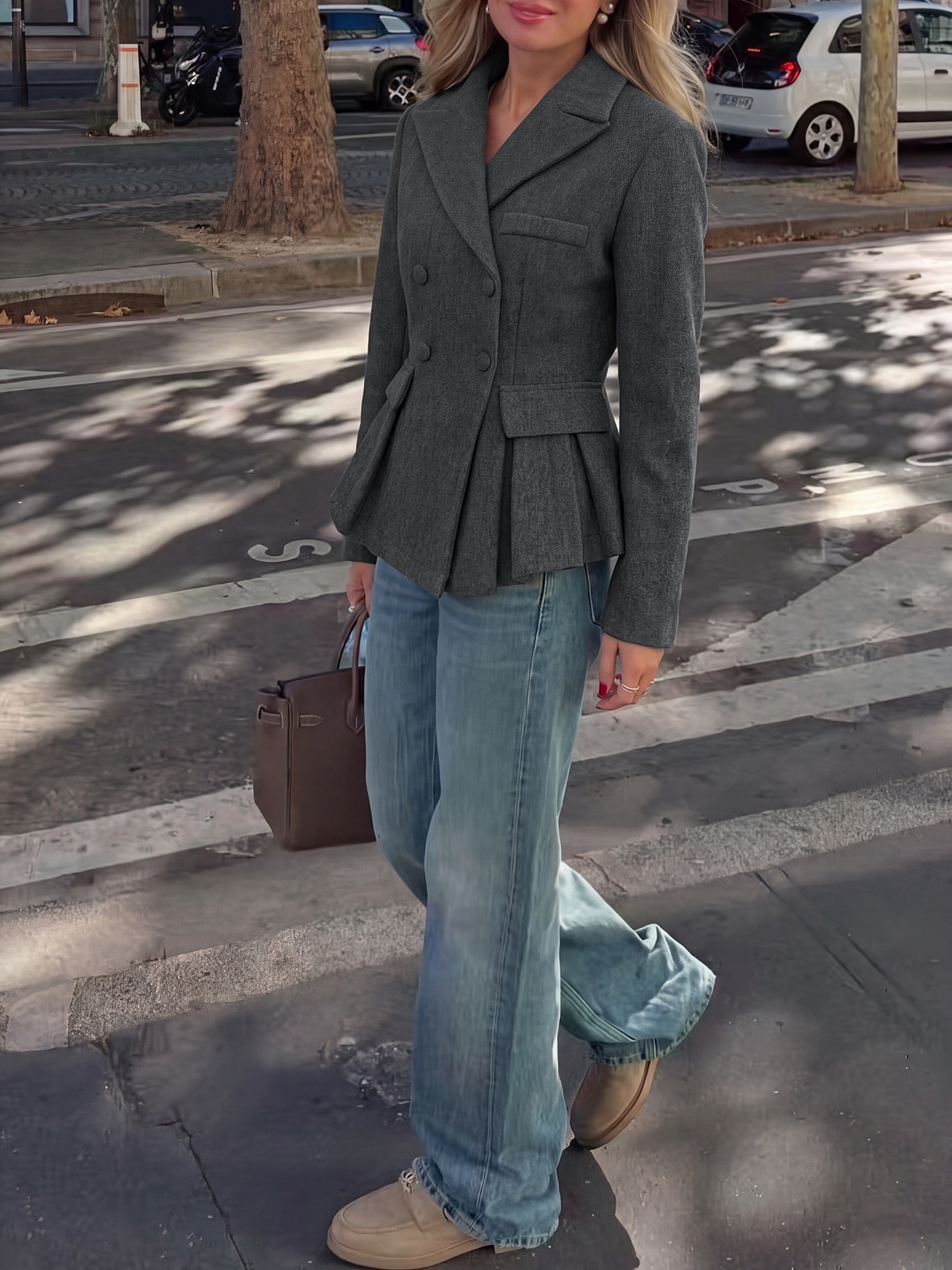 Women's Double Breasted Peplum Blazer