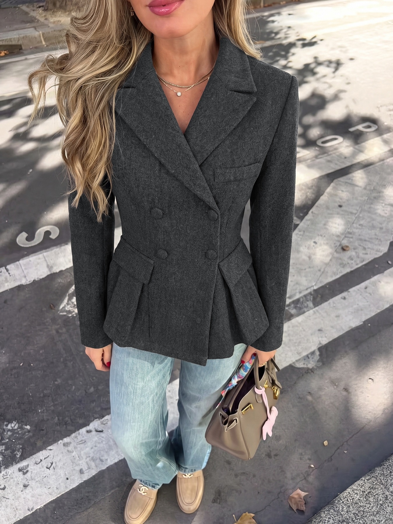 Women's Double Breasted Peplum Blazer