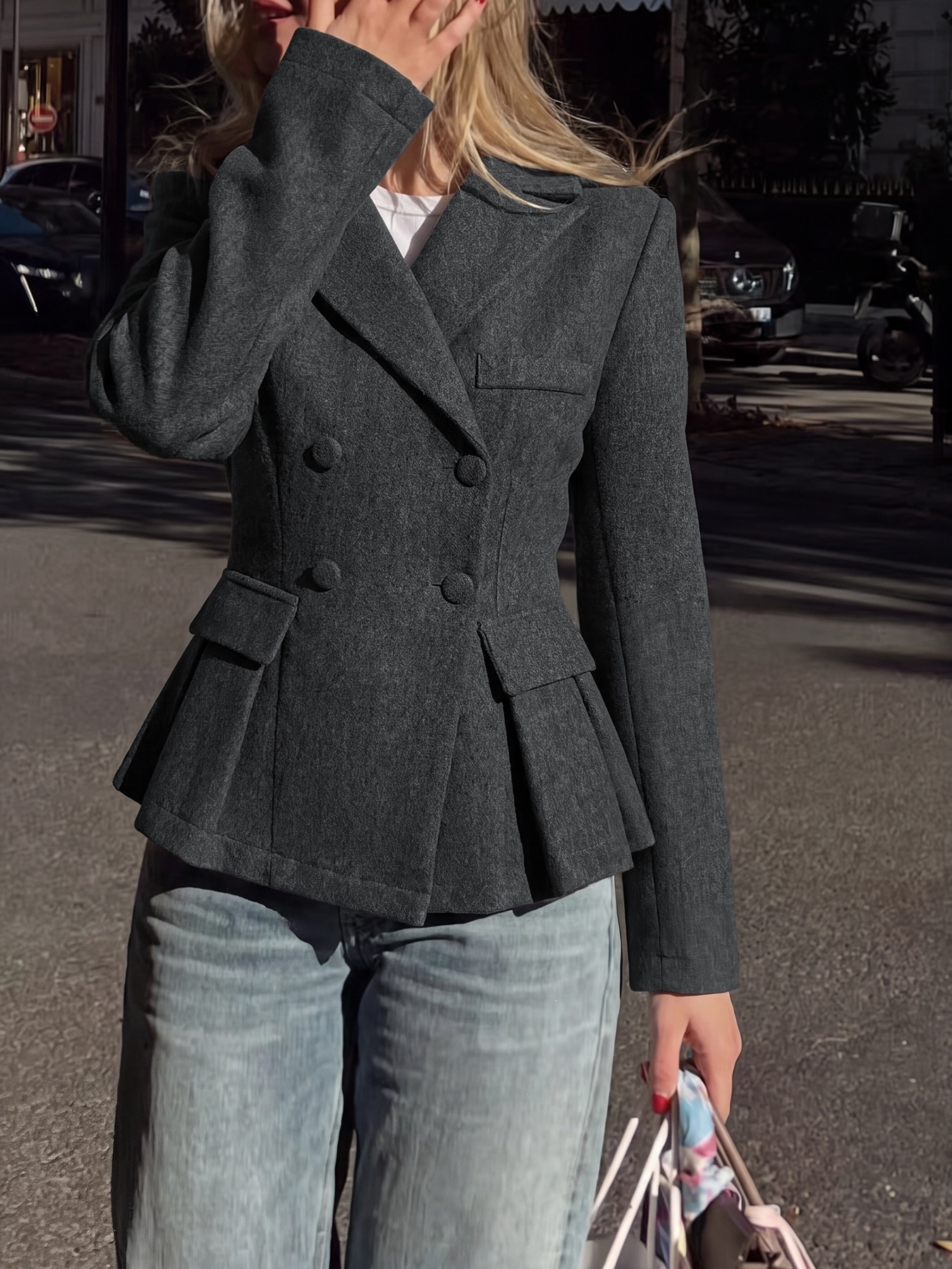 Women's Double Breasted Peplum Blazer