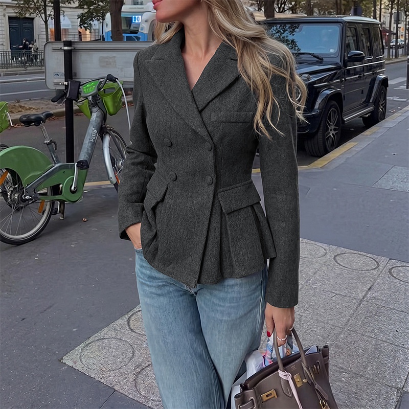 Women's Double Breasted Peplum Blazer