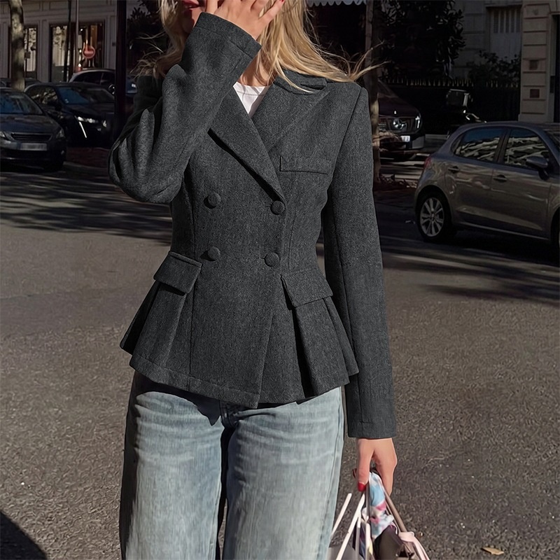 Women's Double Breasted Peplum Blazer