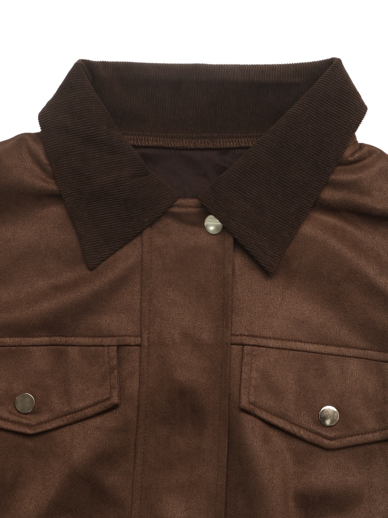 Women's Corduroy Collar Faux Suede Bomber Jacket