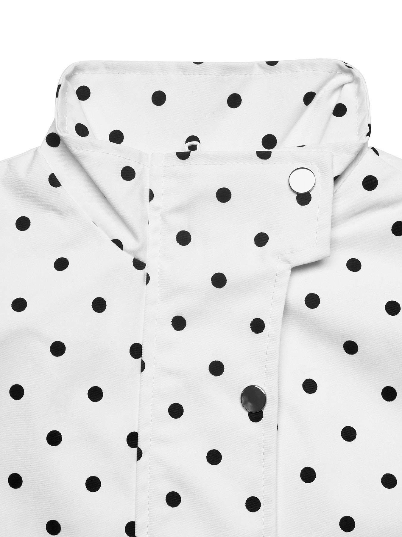 Polka Dot High Neck Zip Up Cropped Jacket
