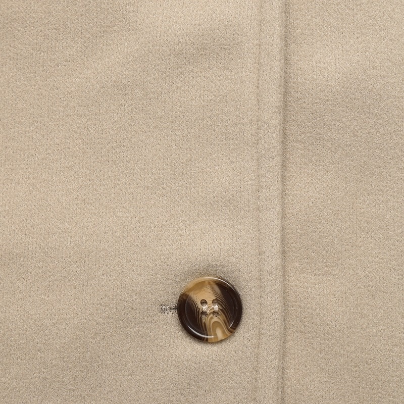 Women's Beige Button-Front Cropped Woolen Jacket