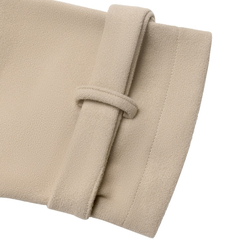 Women's Beige Button-Front Cropped Woolen Jacket