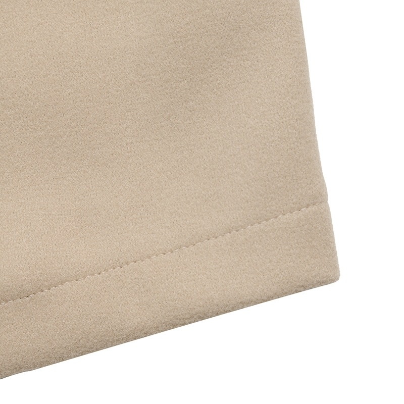 Women's Beige Button-Front Cropped Woolen Jacket