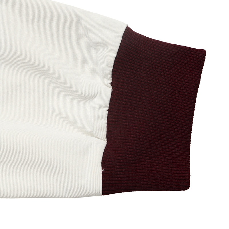 Two-Tone Ribbed Trim Zip-Up Bomber Jacket
