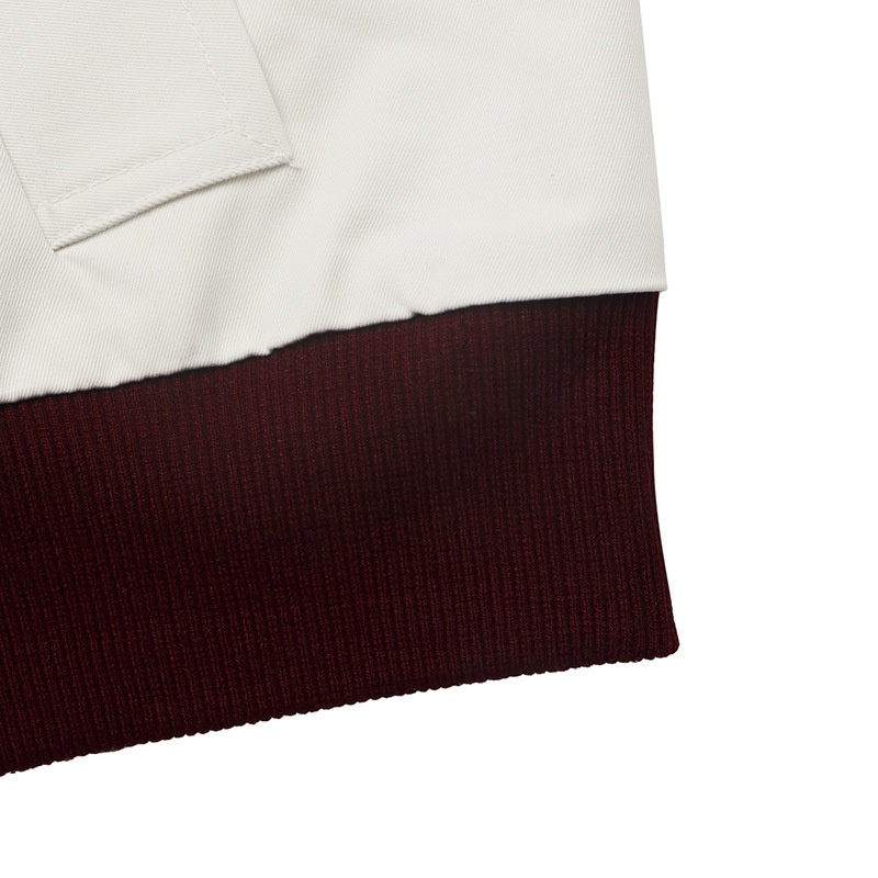 Two-Tone Ribbed Trim Zip-Up Bomber Jacket