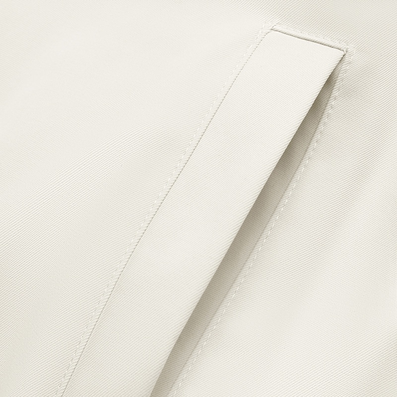 Off-White Zip-Up Bomber Jacket with Elastic Hem