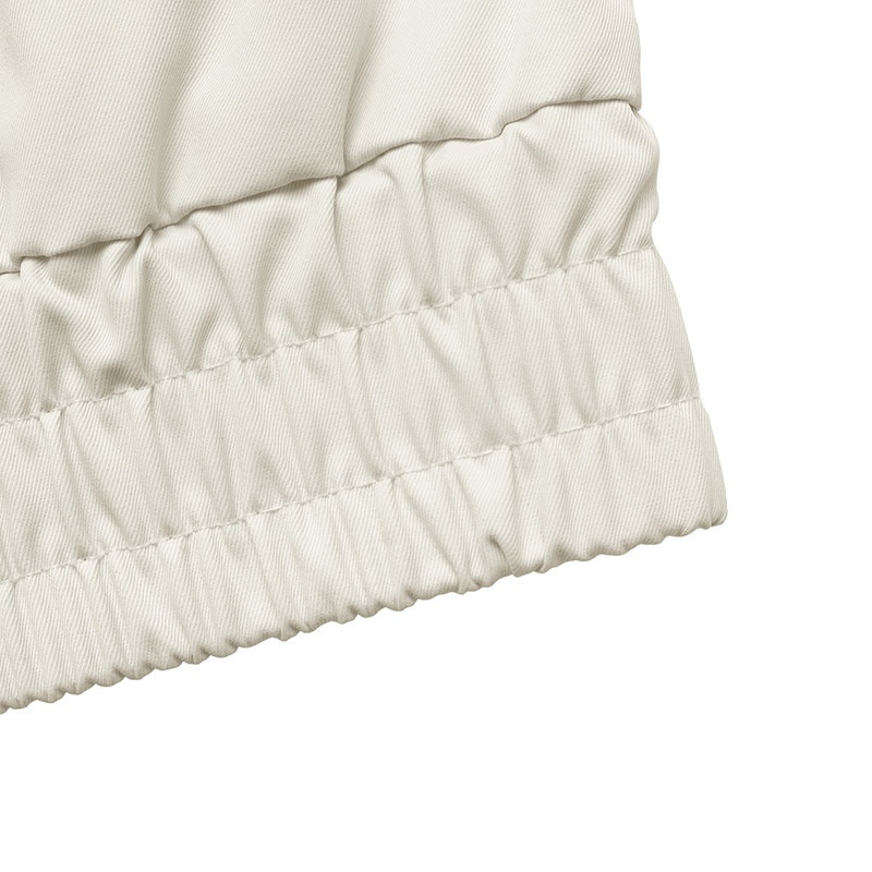 Off-White Zip-Up Bomber Jacket with Elastic Hem