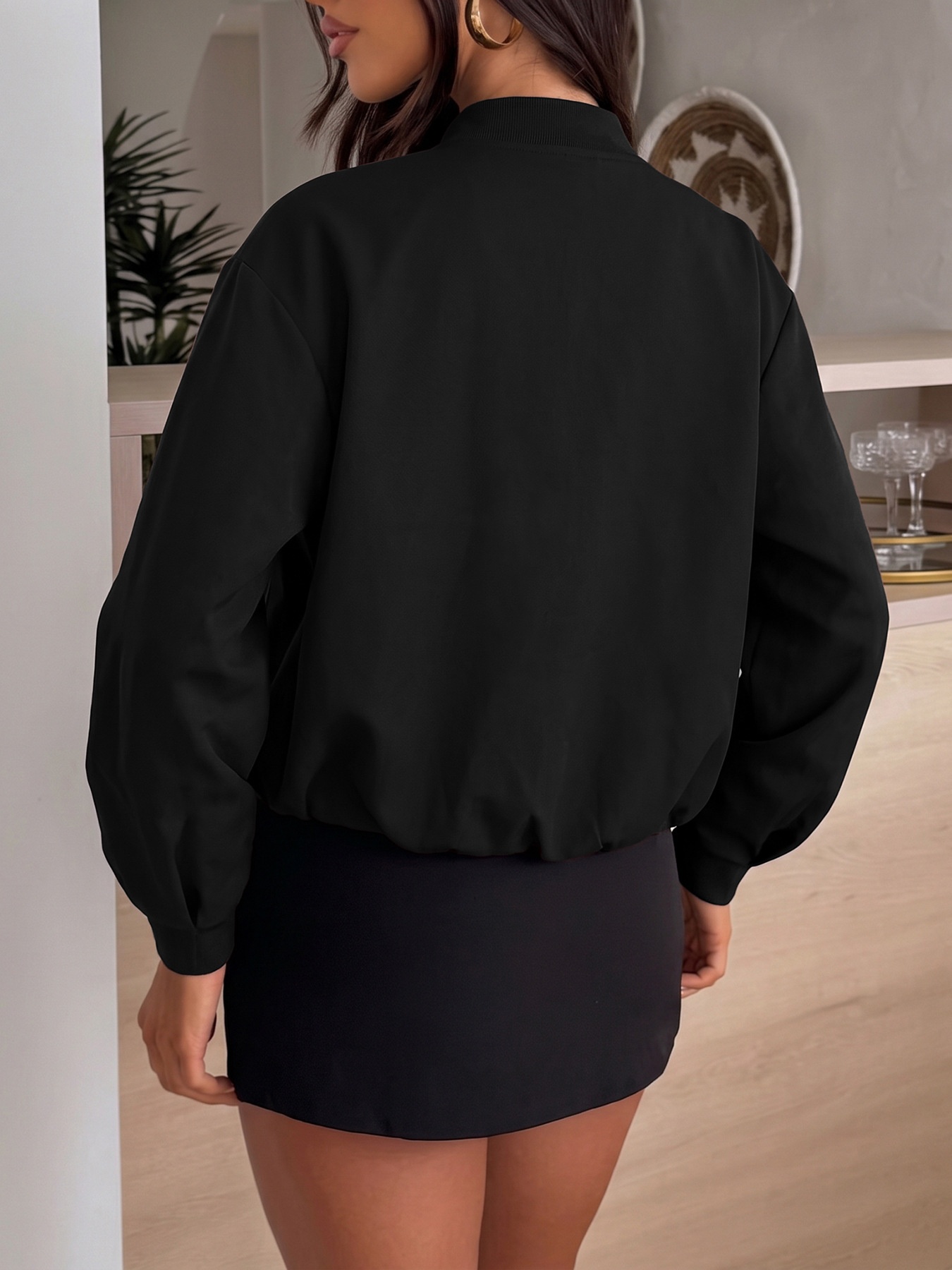 Women's Cropped Zip-Up Bomber Jacket