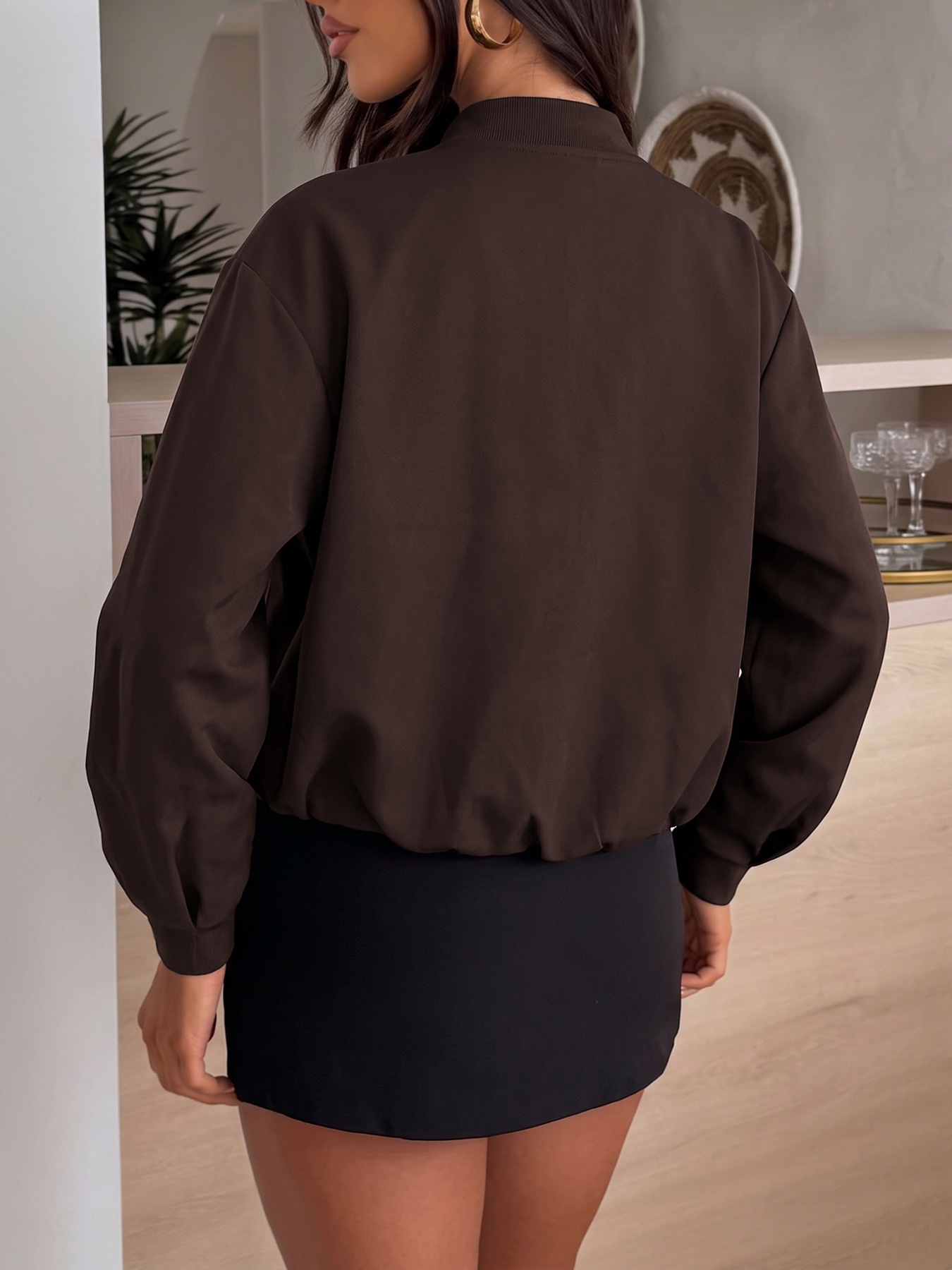 Women's Cropped Zip-Up Bomber Jacket