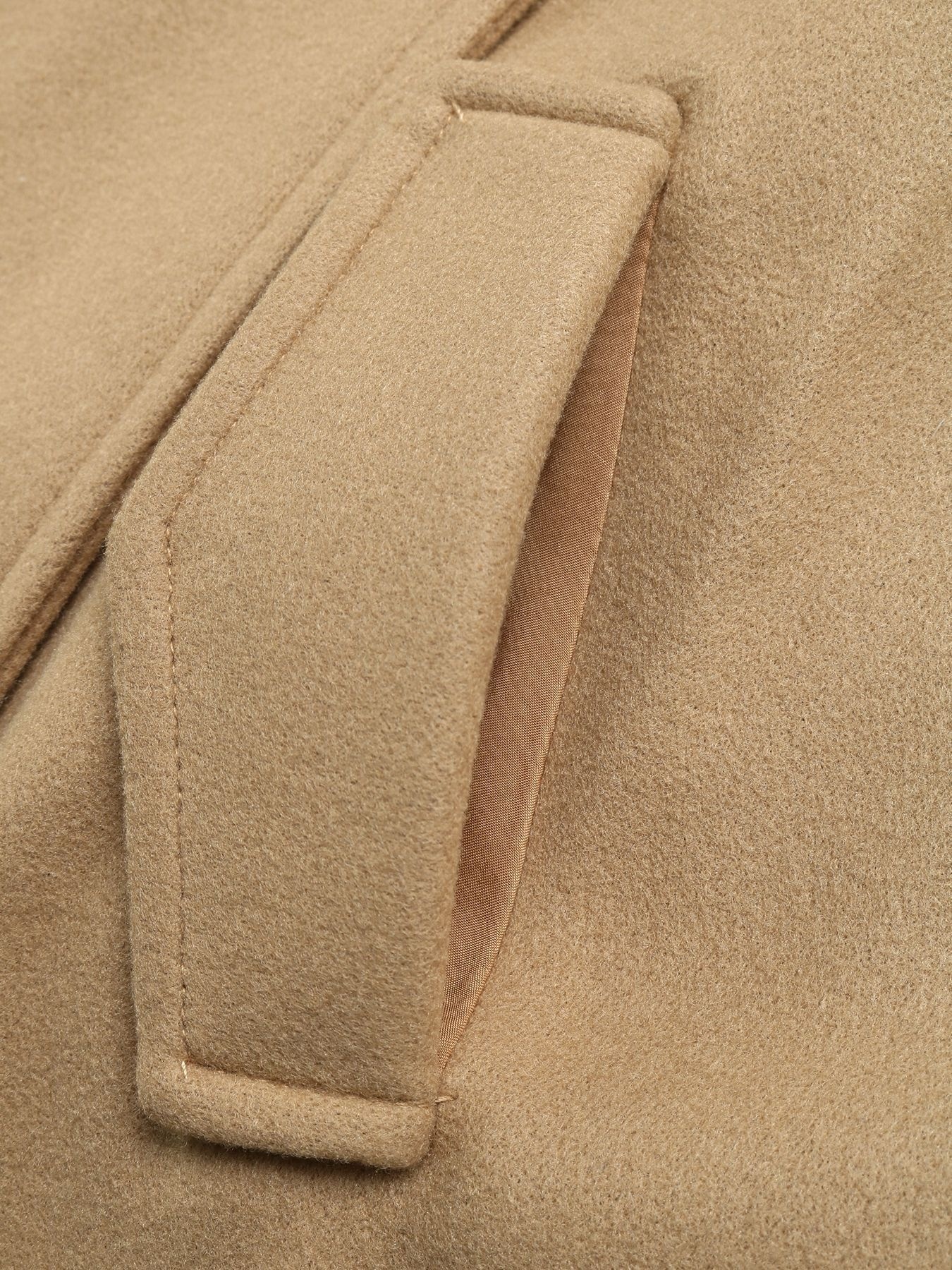 Contrast Lapel Belted Double-Breasted Short Coat