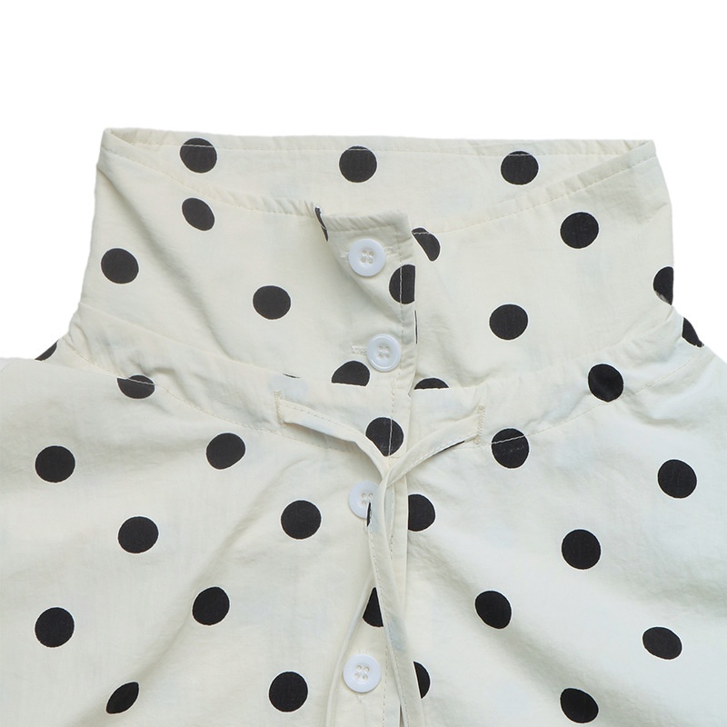 Women's Polka Dot Stand Collar Button-Up Jacket
