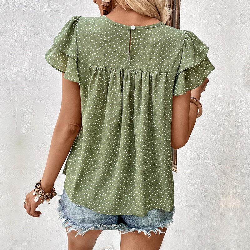 Chic Polka Dot Ruffle Sleeve Blouse for Women