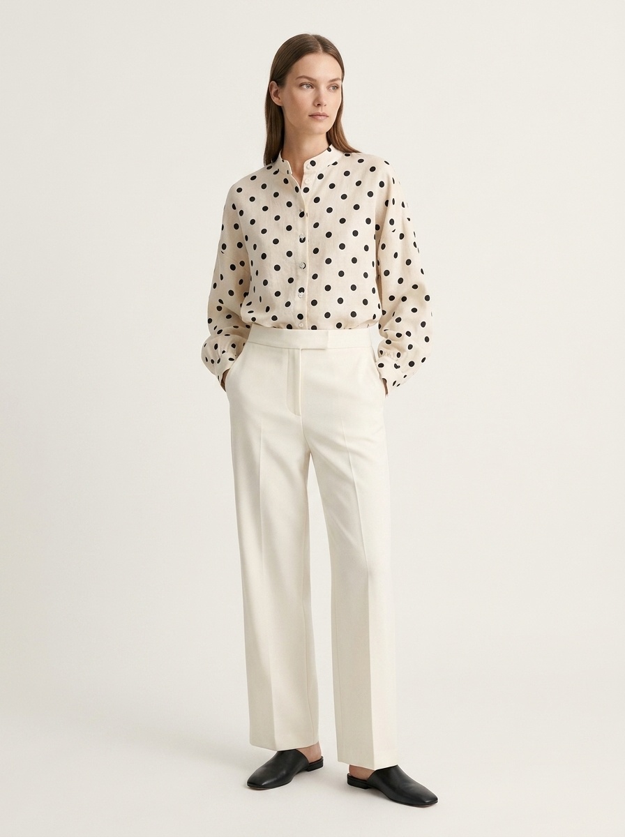 Women's Polka Dot Long Sleeve Button-Up Shirt