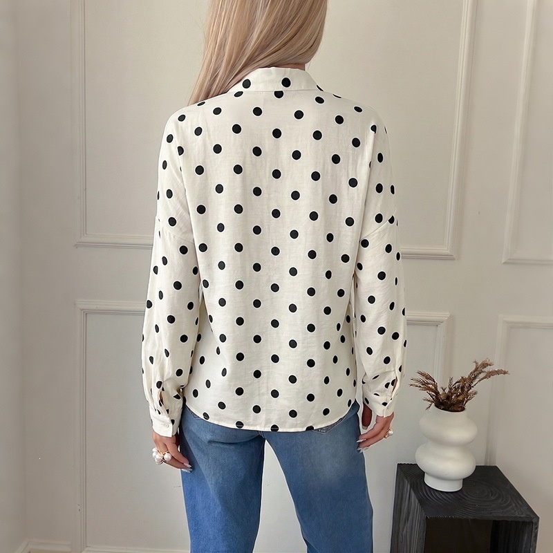 Women's Polka Dot Long Sleeve Button-Up Shirt