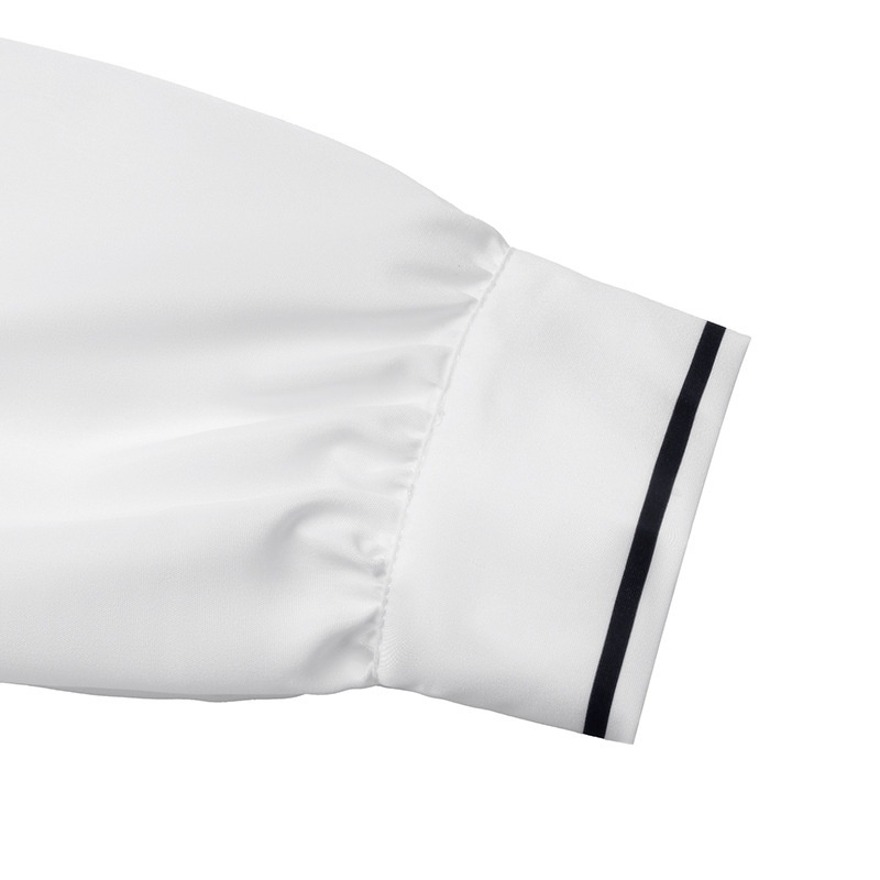 Contrast Trim Long Sleeve Pleated Blouse