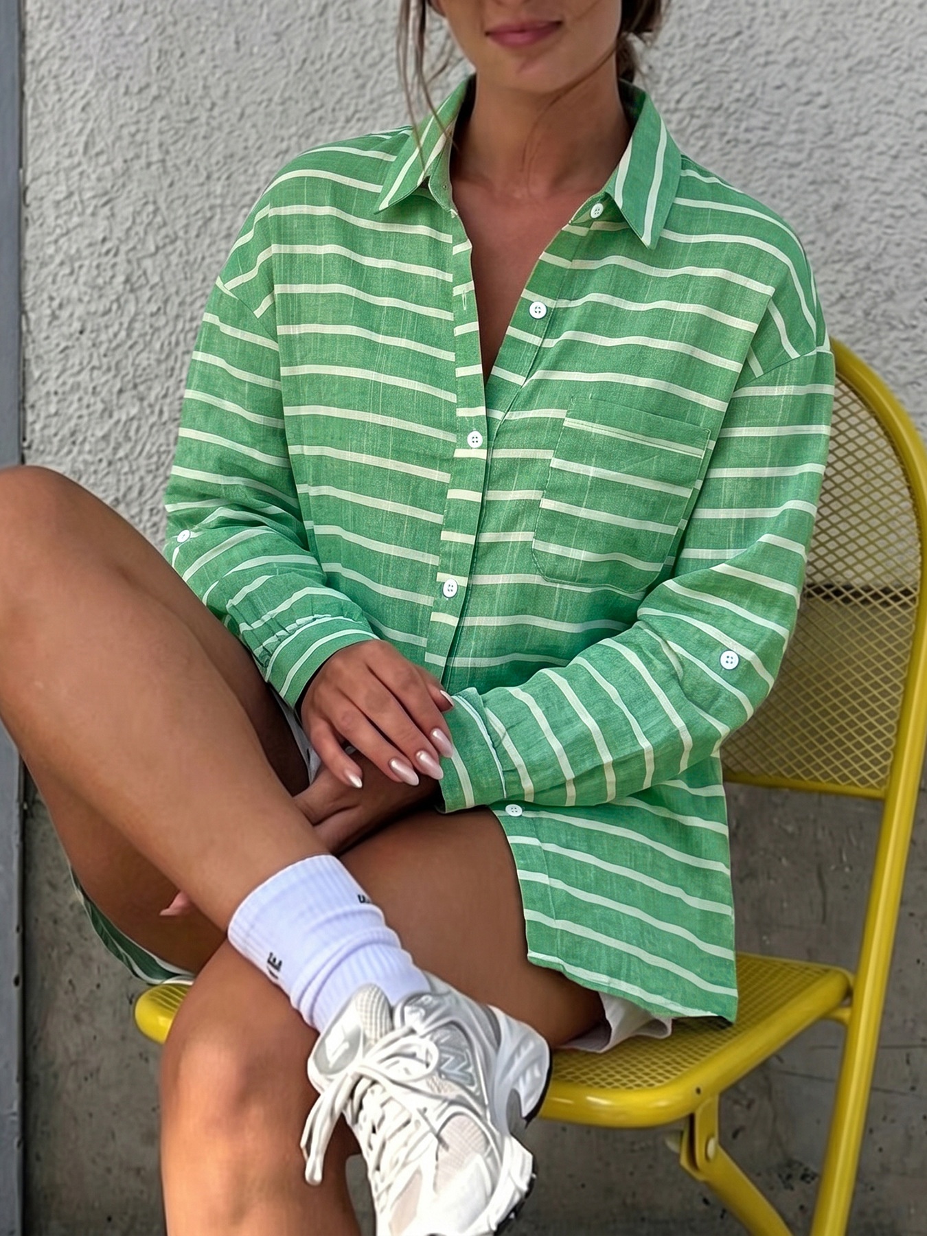 Women's Striped Button-Down Long Sleeve Shirt