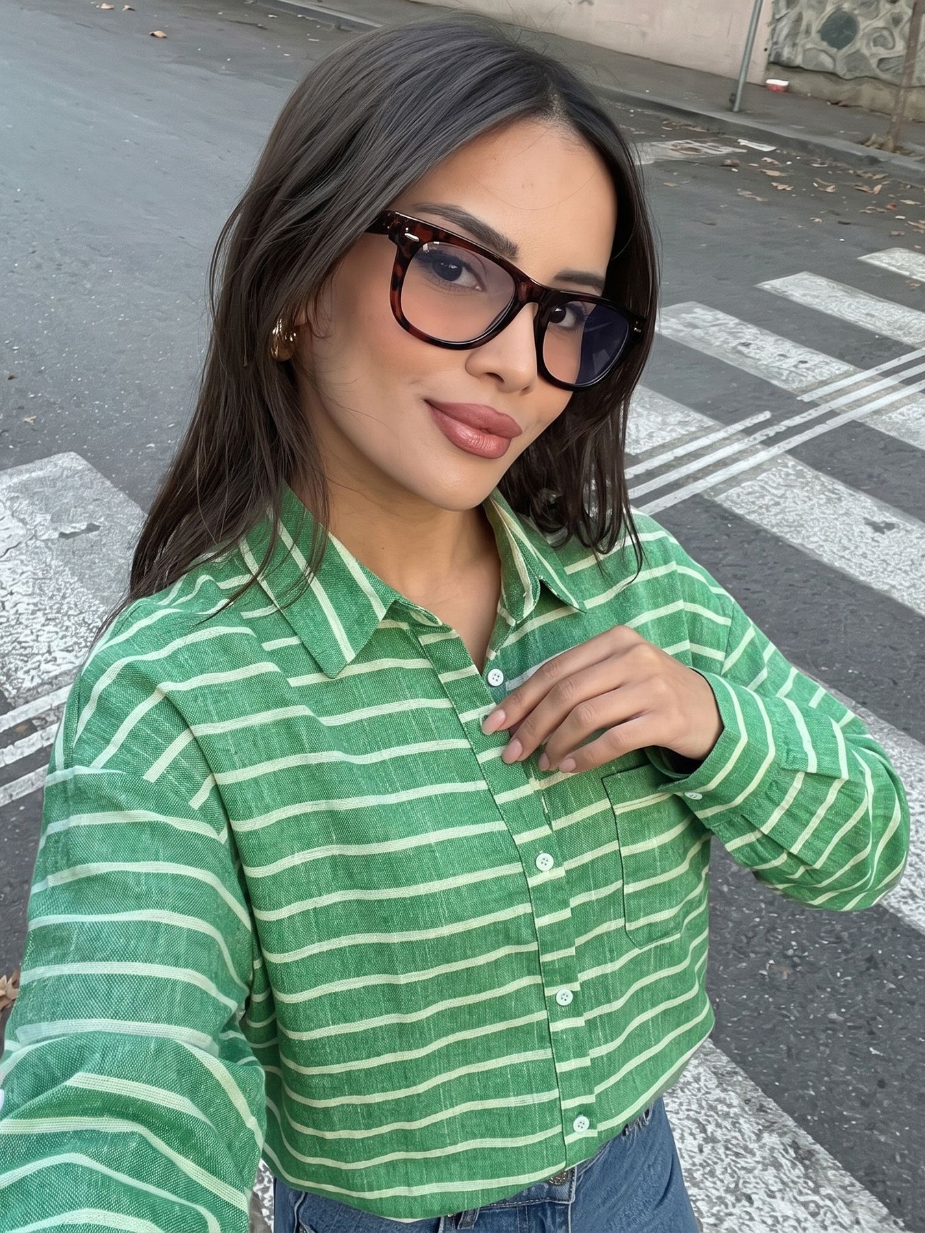 Women's Striped Button-Down Long Sleeve Shirt