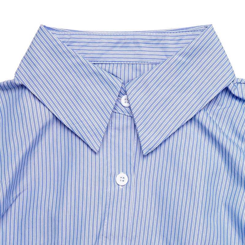 Women's Striped Lace-Up Back Button-Down Shirt