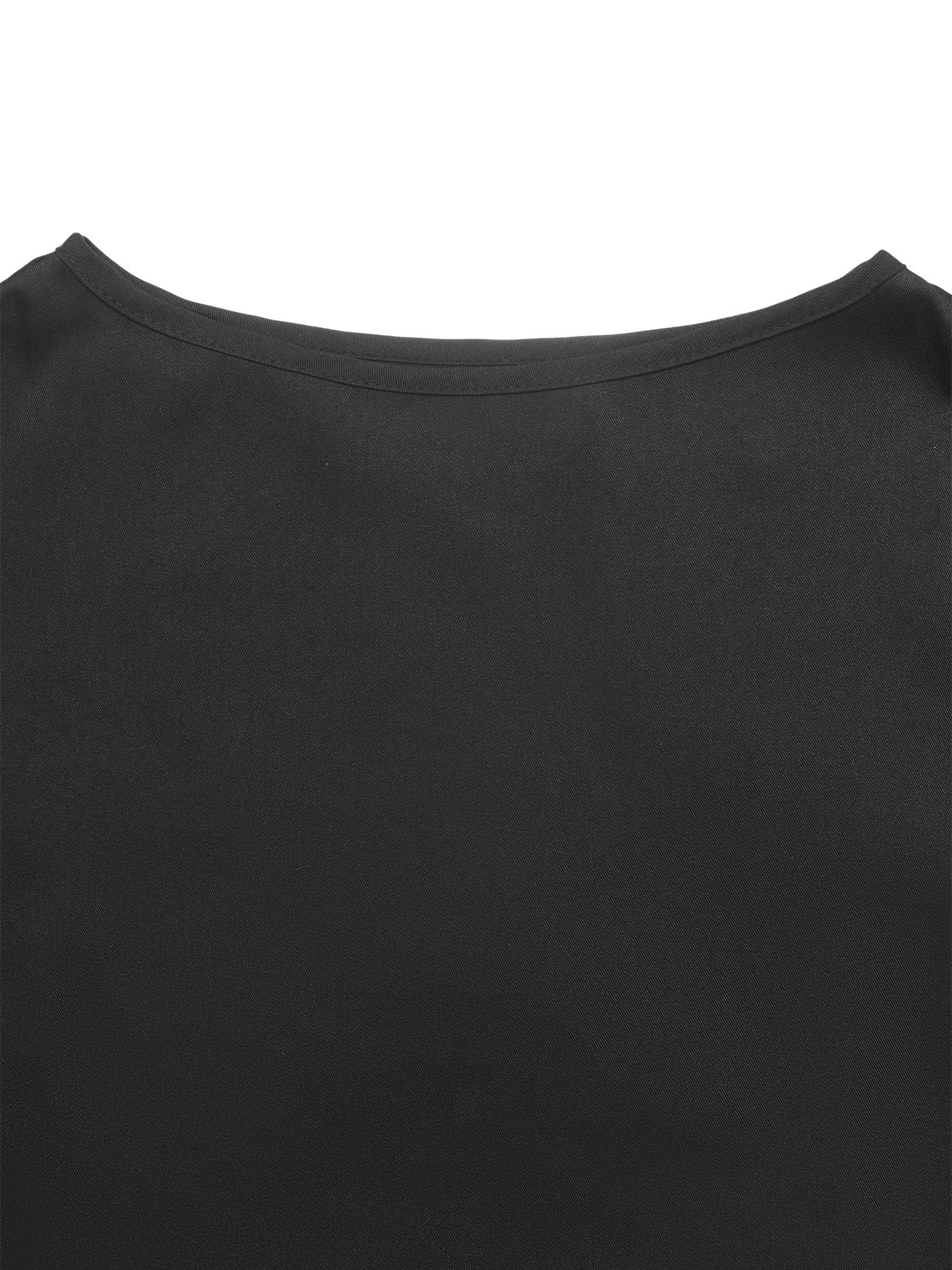 Women's Black Bell Sleeve Lace Trim Tie Back Blouse